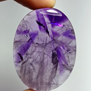 Amethyst Cabochon: Natural Loose Gemstone For Jewelry Making (85cts, 48x35mm) Amethyst Cabochon: Natural Loose Gemstone For Jewelry Making (85cts, 48x35mm)