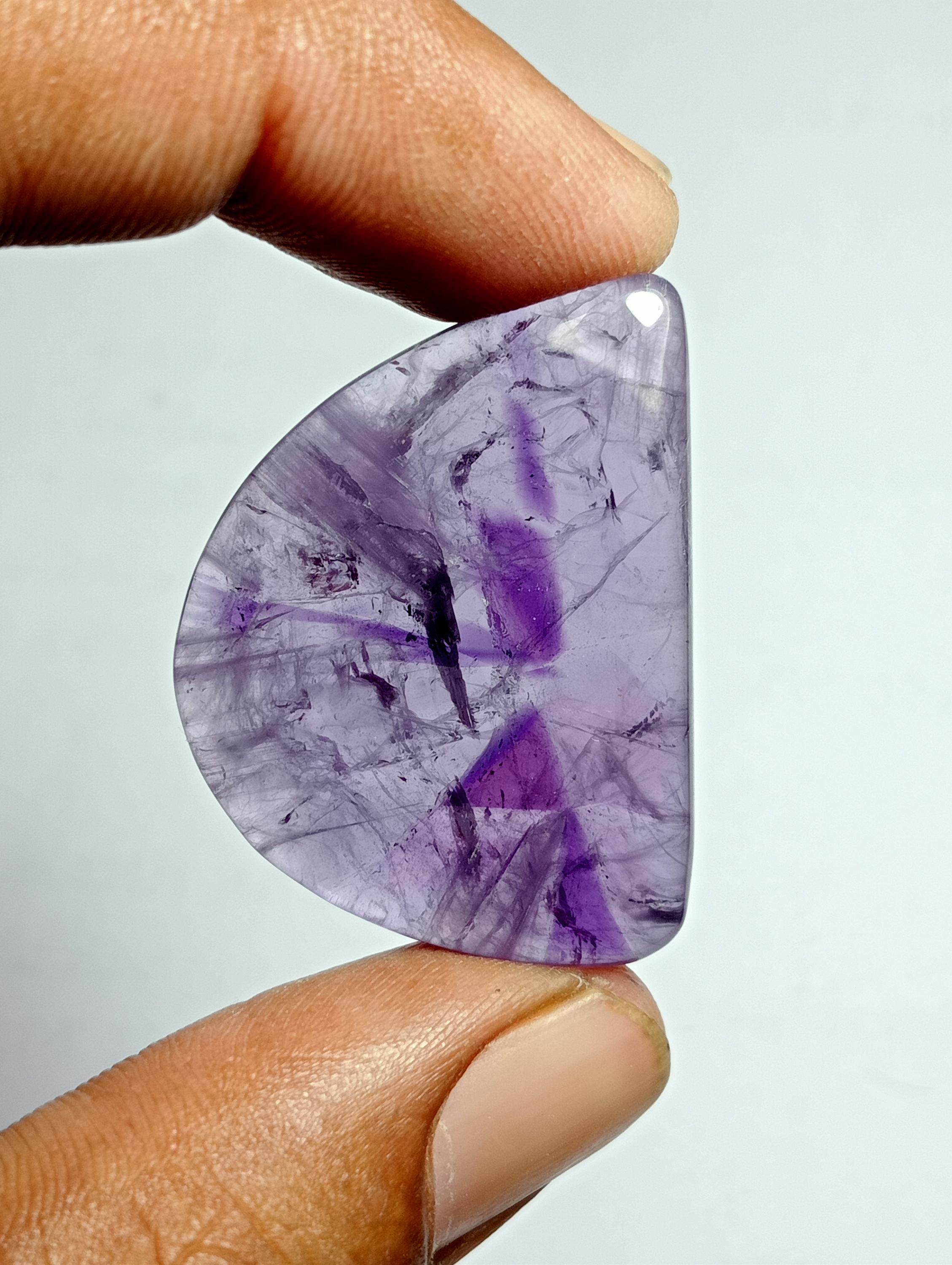 Amethyst Cabochon: Natural Loose Gemstone For Jewelry Making (44cts, 35x26mm)