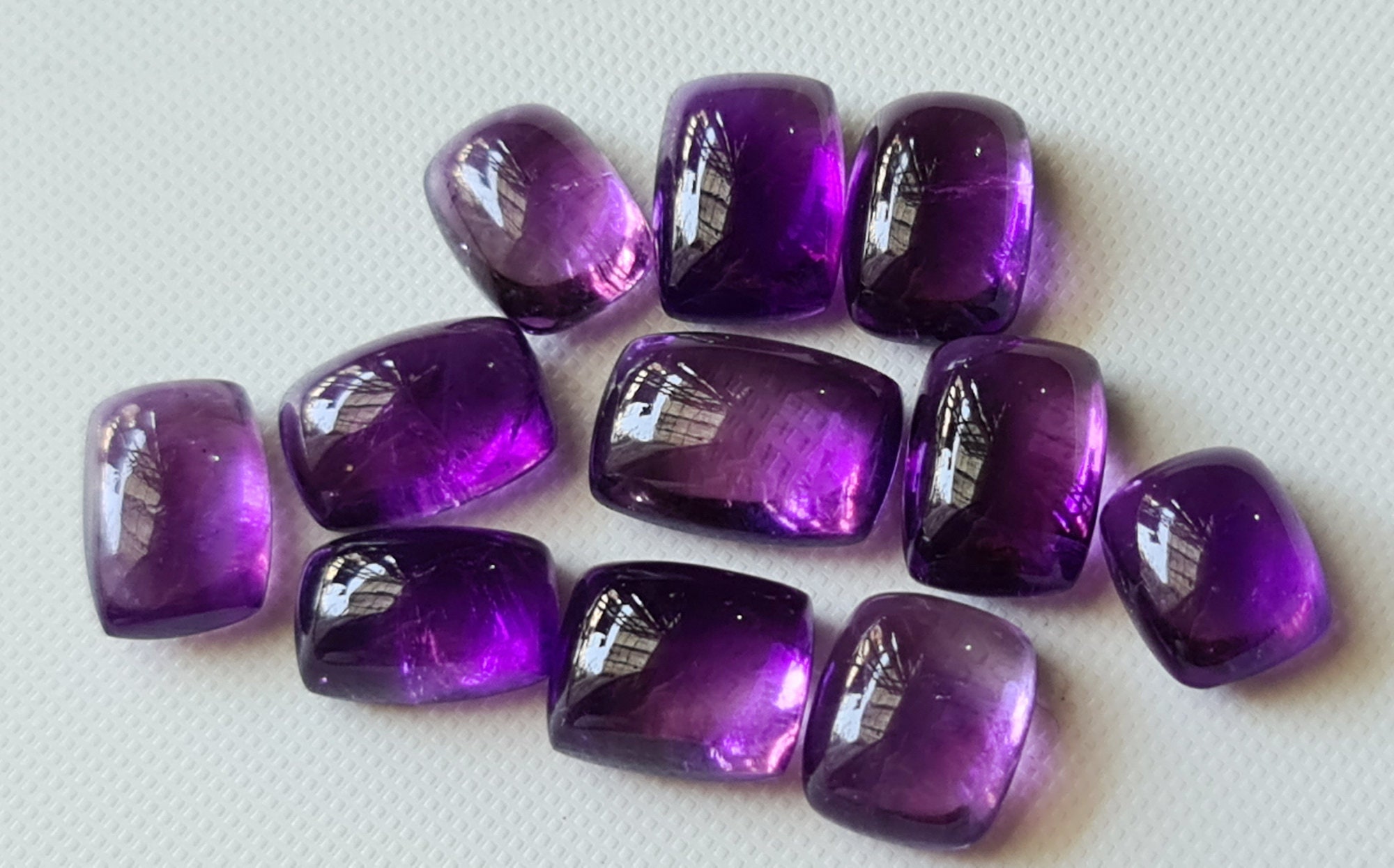 Natural Amethyst Cabochon Plain Rectangle Flat Back Loose Amethyst Gemstones For Jewelry, 12-15mm (2pcs To 10pcs Options) - Pksg218