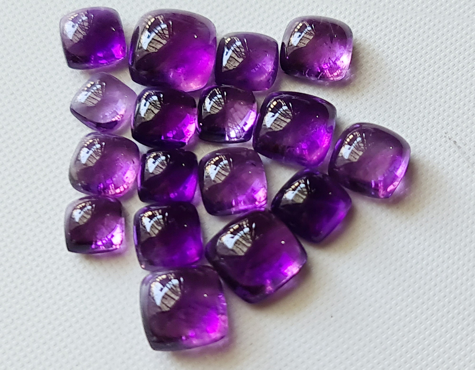 Natural Amethyst Cabochon Plain Square Flat Back Loose Amethyst Gemstones For Jewelry, 8-11mm (2pcs To 10pcs Options) - Pksg217