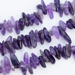 12-24x3-5MM Purple Amethyst Beads Stick Pebble Chip Grade AAA Genuine Natural Gemstone Loose Beads 15"/7.5" Bulk Lot Options (111233-3335)