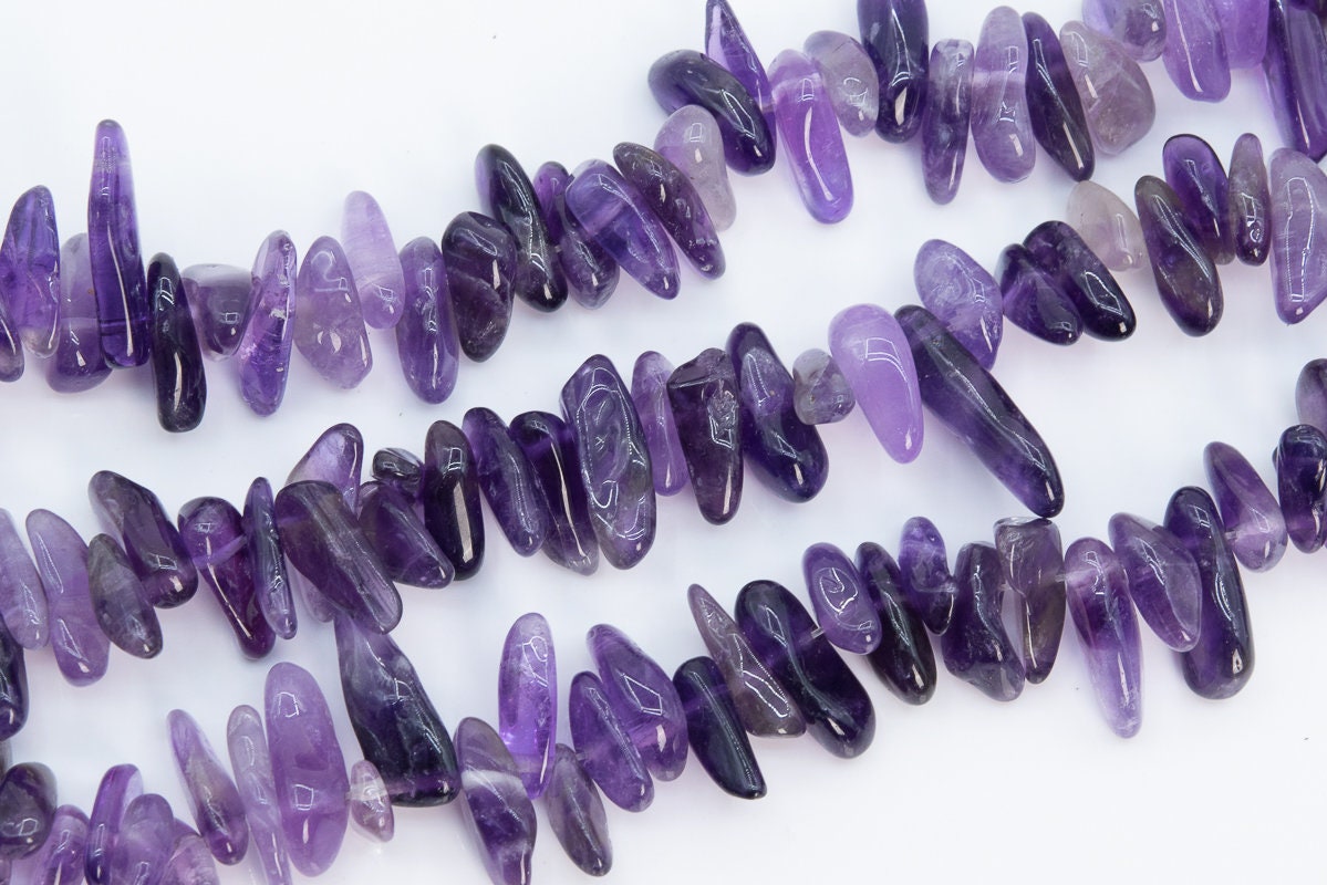 12-24x3-5mm Purple Amethyst Beads Stick Pebble Chip Grade Aaa Genuine Natural Gemstone Loose Beads 15"/7.5" Bulk Lot Options (111233-3335)