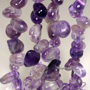 14x7-16x10mm Amethyst Gemstone Pebble Nugget Loose Beads 7.5 Inch Half Strand (90191225-b19-533)