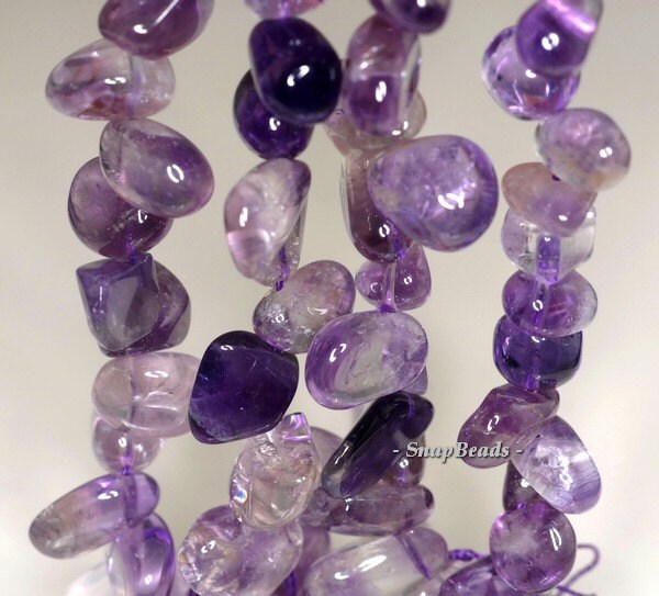 14x7-16x10mm Amethyst Gemstone Pebble Nugget Loose Beads 7.5 Inch Half Strand (90191225-b19-533)