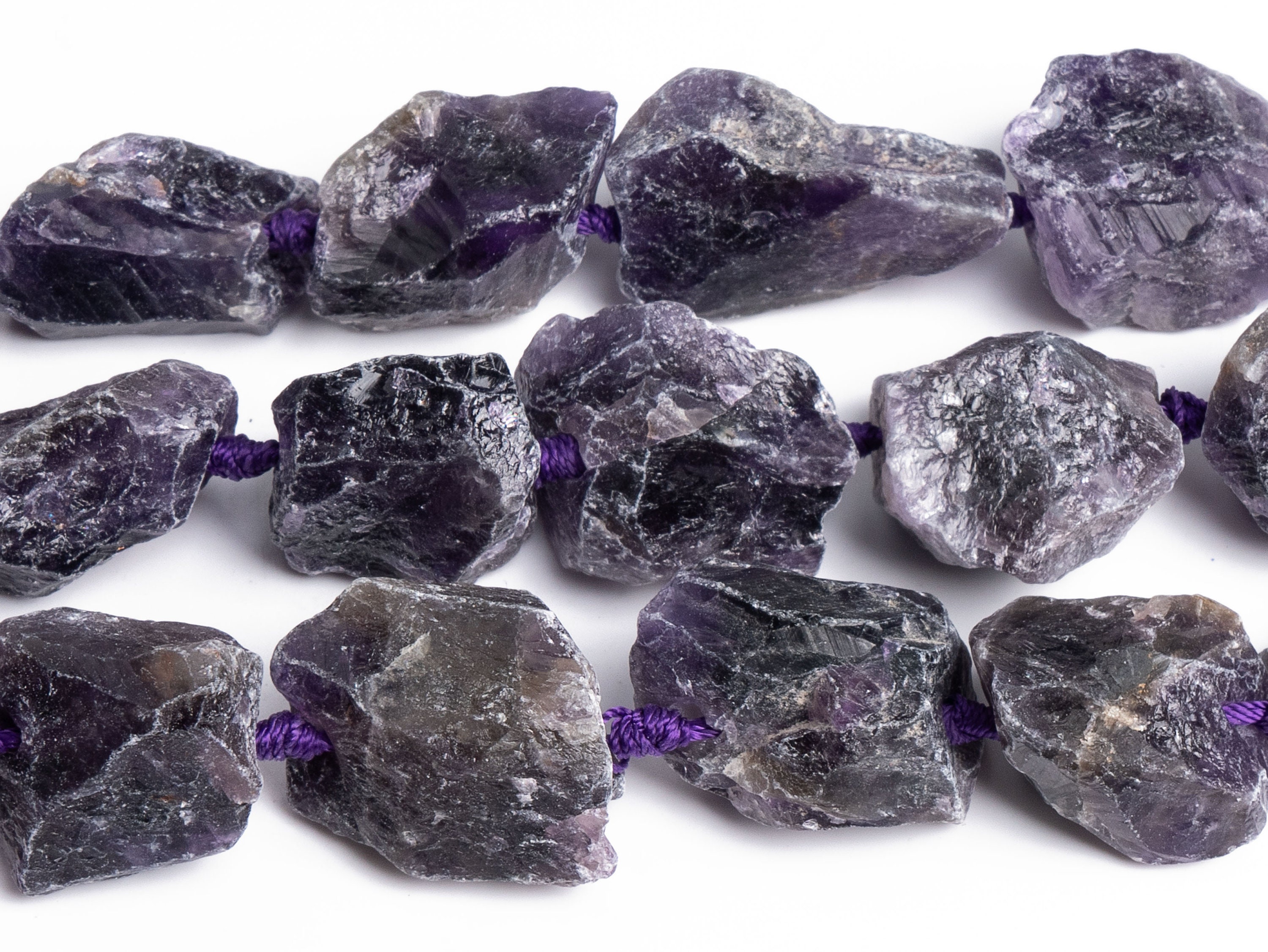 15x22mm-21x27mm Deep Purple Raw Amethyst Stone Grade Aaa Genuine Natural Gemstone Full Strand Free Form Chunks Loose Beads 15" (125960-1259)