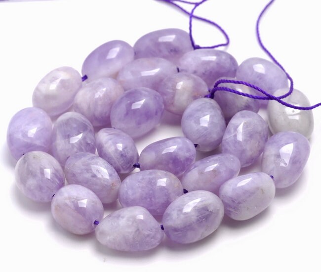 18x12-11x10mm Smooth Lavender Amethyst Gemstone Grade Aa Pebble Loose Beads 15.5 Inch Full Strand (80003365-b87)