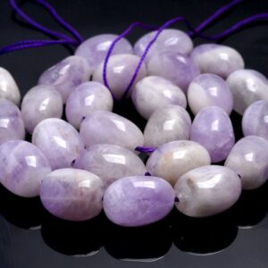 18X14-15X11MM Smooth Lavender Amethyst Gemstone Grade AB Pebble Loose Beads 15.5 inch Full Strand (80003366-B87)