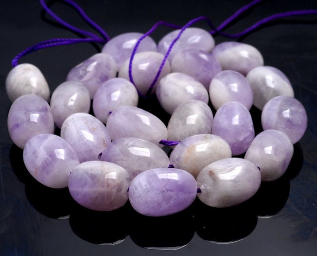 18x14-15x11mm Smooth Lavender Amethyst Gemstone Grade Ab Pebble Loose Beads 15.5 Inch Full Strand (80003366-b87)