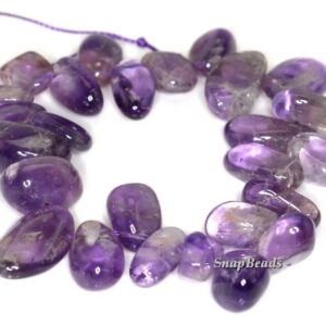 22x13-12x10mm Amethyst Gemstone Pebble Nugget Loose Beads 7.5 Inch Half Strand (90144150-b19-533)