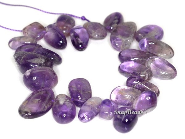 22x13-12x10mm Amethyst Gemstone Pebble Nugget Loose Beads 7.5 Inch Half Strand (90144150-b19-533)