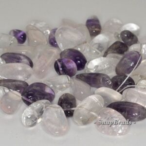 22x13-18x10mm Amethyst Rose Rock Crystal Mix Quartz Gemstone Pebble Nugget Loose Beads 7.5 Inch Half Strand (90144163-b35-568)