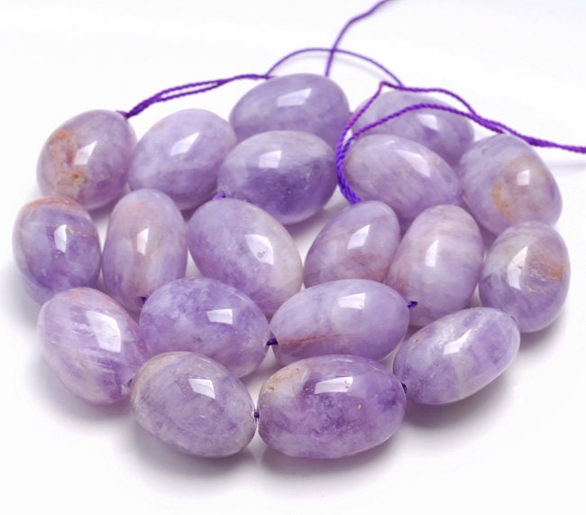 22x16-15x14mm Smooth Lavender Amethyst Gemstone Grade A Pebble Loose Beads (80003371-b87)