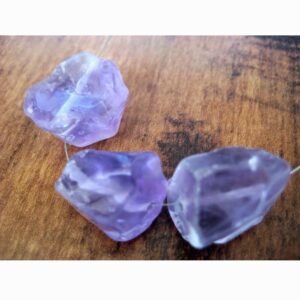 3 Pieces 22 To 25mm Each Raw Amethyst Stone, Large 1mm Hole Amethyst Raw Gemstones