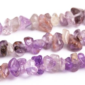 4-10MM Amethyst Cacoxenite Inclusions Quartz Beads Pebble Chips Grade AAA Genuine Natural Gemstone Bead 15.5" Bulk Lot Options (108397)