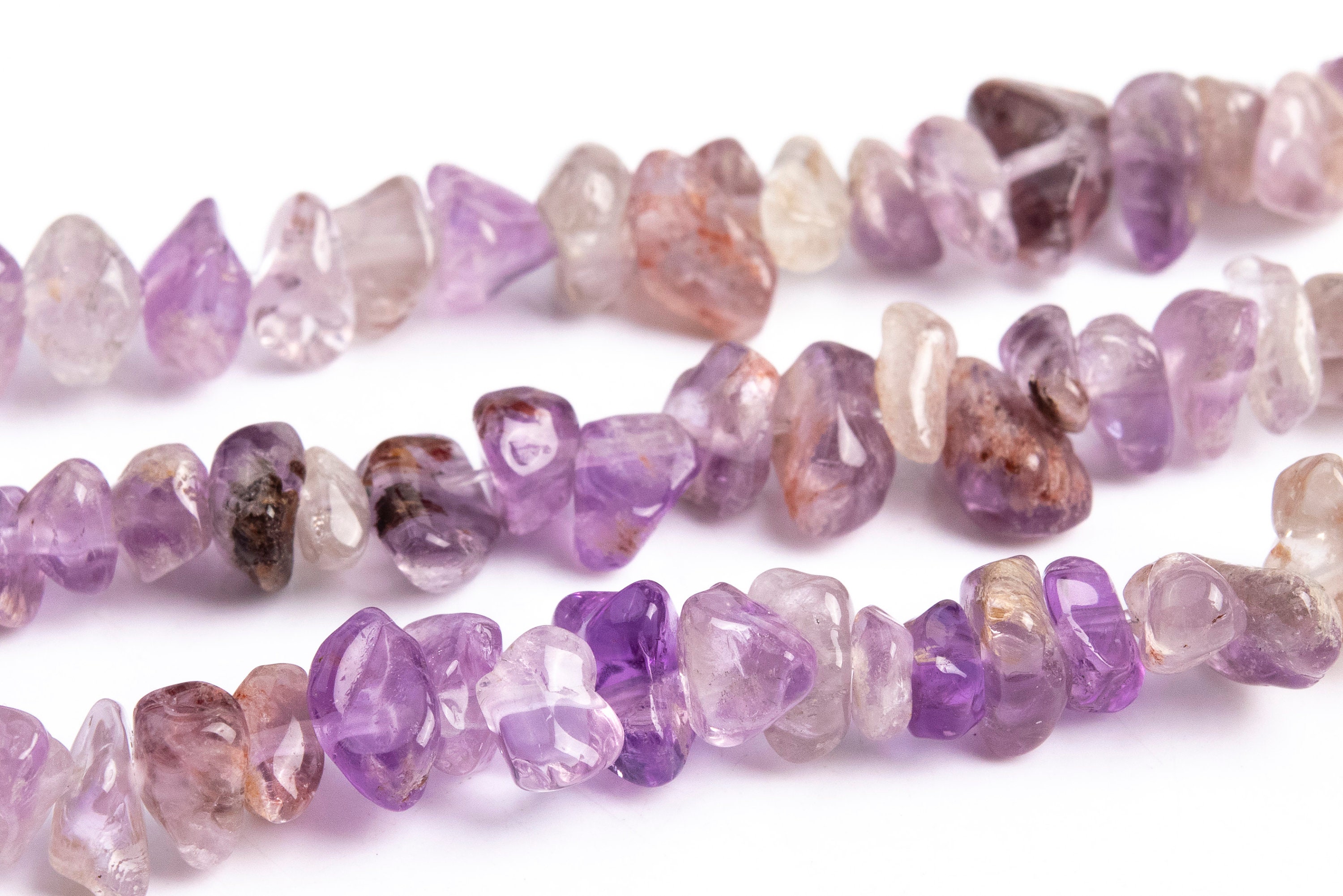 4-10mm Amethyst Cacoxenite Inclusions Quartz Beads Pebble Chips Grade Aaa Genuine Natural Gemstone Bead 15.5" Bulk Lot Options (108397)