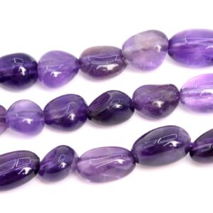 7-9MM Amethyst Beads Pebble Nugget Grade AA Genuine Natural Gemstone Beads 15.5"/ 7.5" Bulk Lot Options (108415)