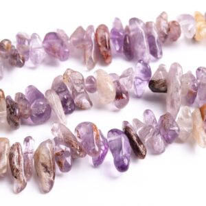 8-18x3-4MM Amethyst Cacoxenite Inclusions Quartz Beads Grade AA Genuine Natural Pebble Chips Beads 15" / 7.5" Bulk Lot Options (118765)