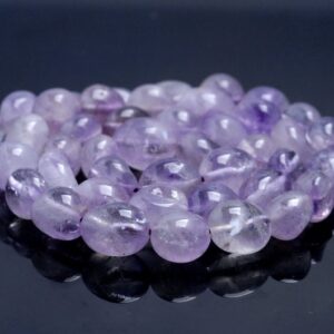 8-9mm Lavender Amethyst Gemstone Round Flat Nugget Loose Beads 7.5 Inch Half Strand (80001967 H-a30)