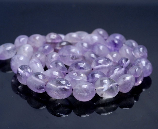 8-9mm Lavender Amethyst Gemstone Round Flat Nugget Loose Beads 7.5 Inch Half Strand (80001967 H-a30)