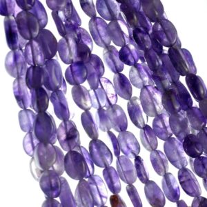 8x6-14x9mm Royal Amethyst Gemstone Purple Pebble Nugget Loose Beads 13-14 Inch Full Strand (90185032-895)