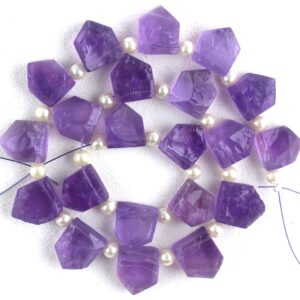 Blue Amethyst Gemstone Strand: 21 Pentagon Rough Beads (9x11-10x12MM)