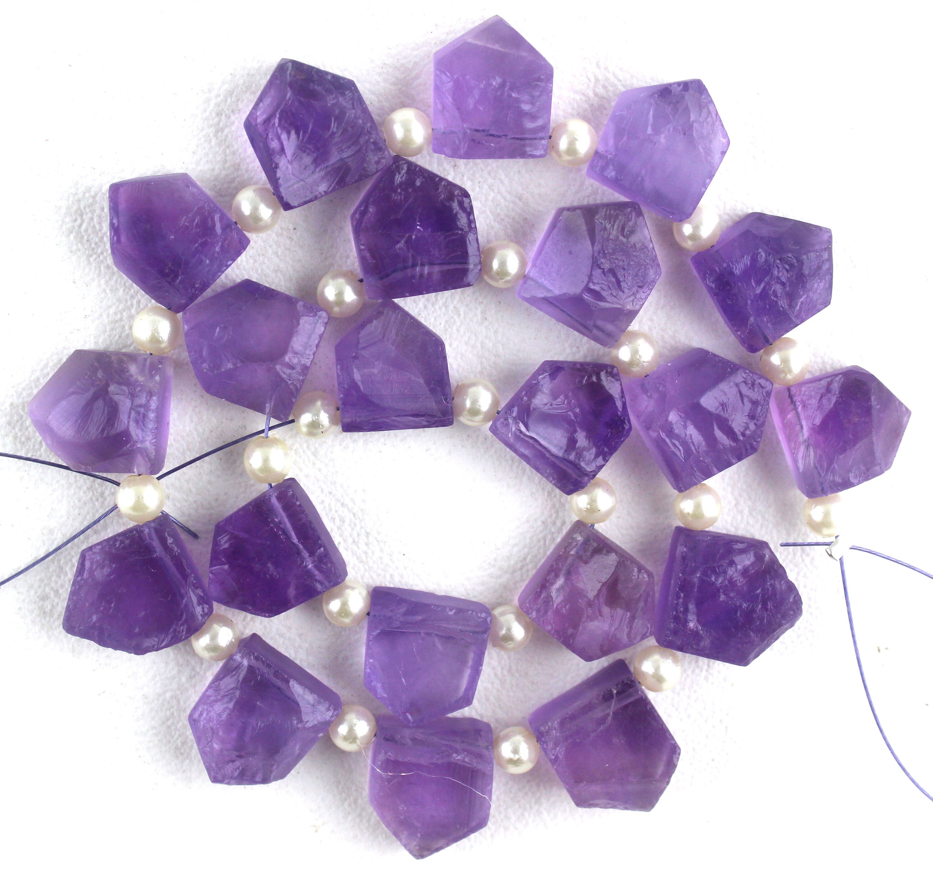 Blue Amethyst Gemstone Strand: 21 Pentagon Rough Beads (9x11-10x12mm) Blue Amethyst Gemstone Strand: 21 Pentagon Rough Beads (9x11-10x12mm)