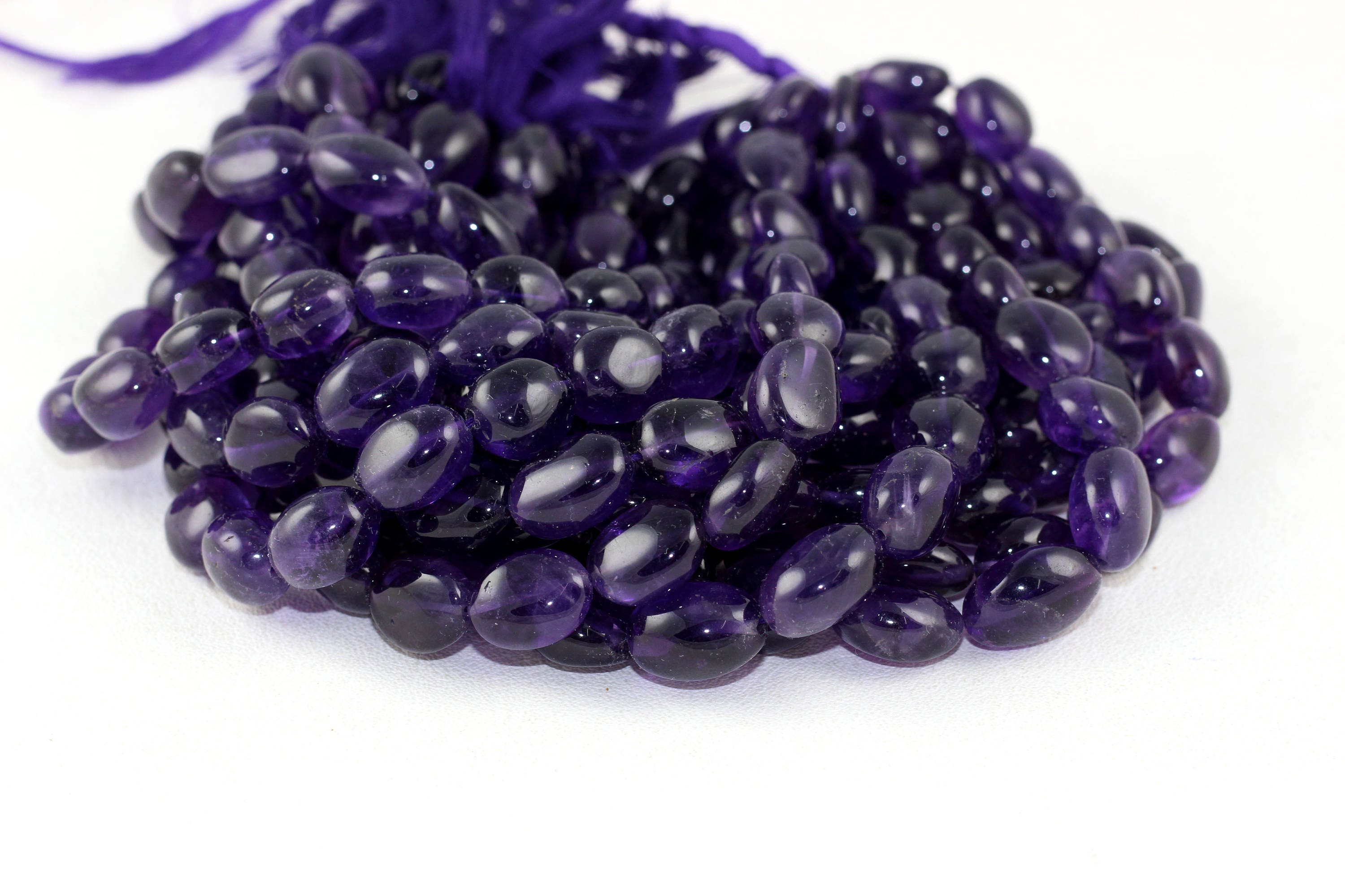 Blue Amethyst Nugget Beads: 10 Inch Strand, Smooth Gemstone (11x14-13x18mm)