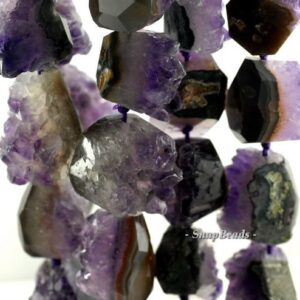 Amethyst Druzy Gemstone, Purple, Gradated Rugged Nugget Focal 36x28mm Loose Beads 16 Inch Full Strand (90181577-346s)
