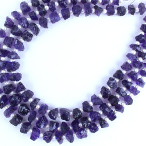 Natural Blue Amethyst Strand: 35 Rough Gemstone Pieces (7-11 mm)