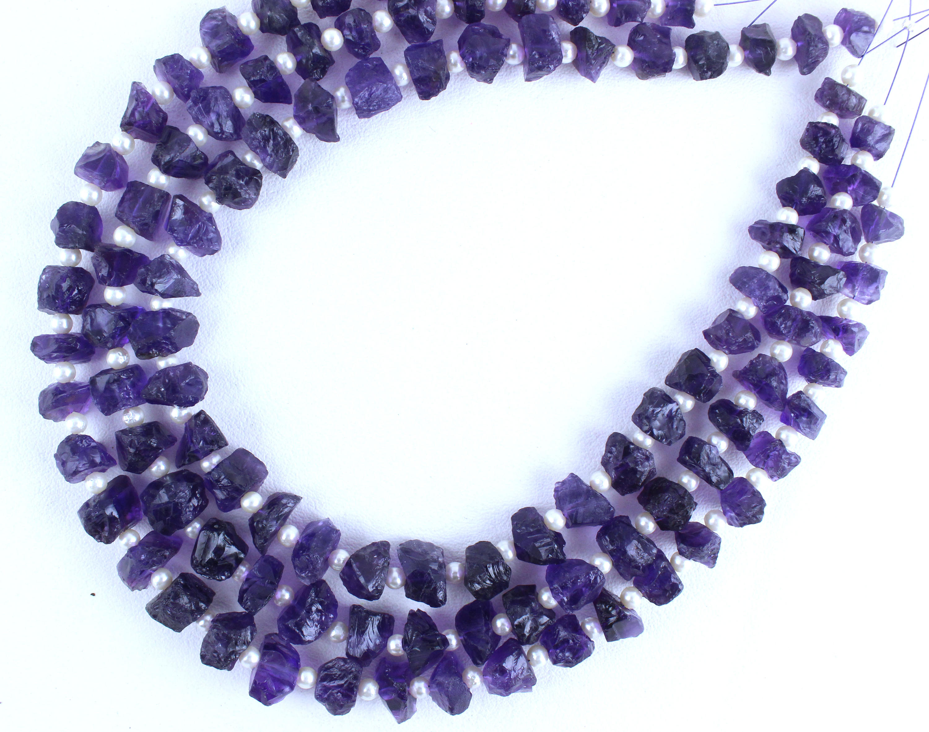 Natural Blue Amethyst Strand: 35 Rough Gemstone Pieces (7-11 Mm)