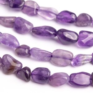 Natural Purple Amethyst Gemstone Grade Aa Pebble Nugget 7-9mm Loose Beads