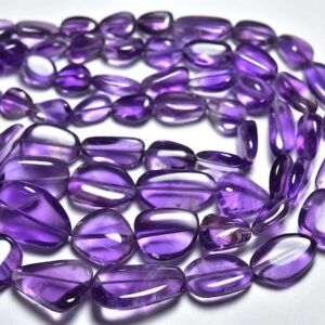 Super Quality Big Amethyst Nugget Bead - 8 inches - Natural Smooth Amethyst Nuggets - Size is 8 - 17mm #2118