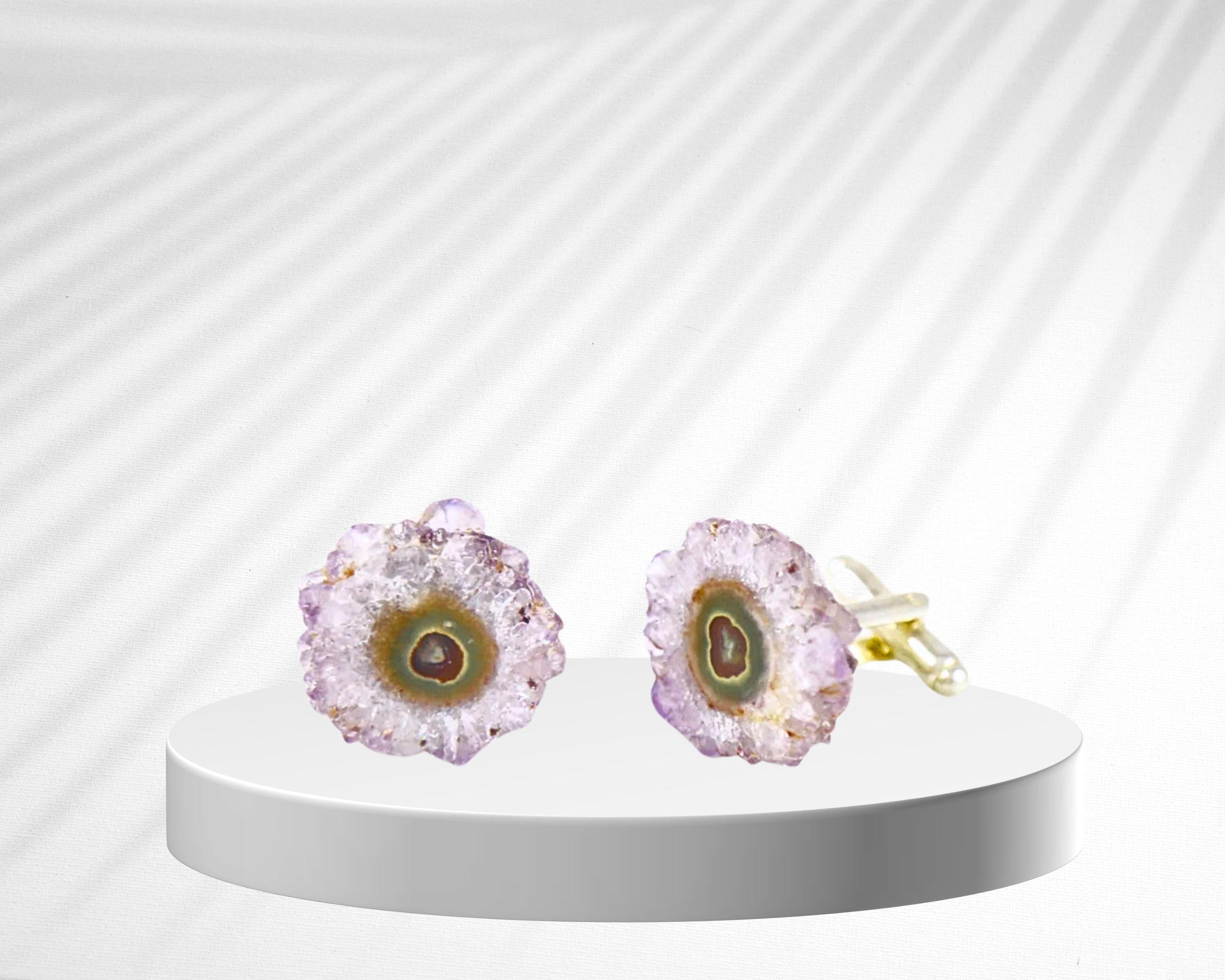 Amethyst Cufflinks Gemstone Cuff Links Anniversary For Him Cufflinks For Groom February Birthstone Gift For Men Unique Mens Jewelry Gift