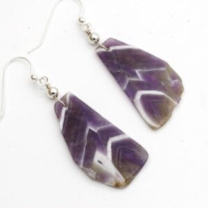 Amethyst Chevron Earrings, February Birthstone, Stone Slice Earrings