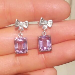 Genuine Amethyst Earrings Ancient Celtic Talisman Lavender Amethyst Dangles Beauty Spell Gem Antique Amethyst Gems Scotland Gemstone #21553