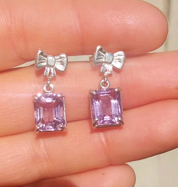 Genuine Amethyst Earrings Ancient Celtic Talisman Lavender Amethyst Dangles Beauty Spell Gem Antique Amethyst Gems Scotland Gemstone #21553