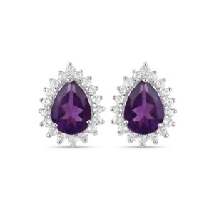 Amethyst Earrings, Genuine Amethyst Sterling Silver Earrings, Amethyst Stud Earrings, February Birthstone Earrings, Bridesmaid Gift