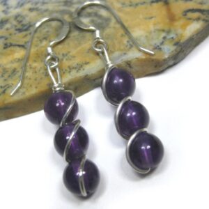 Amethyst Earrings in Sterling Silver Wire on Sterling Silver French Hooks or Sterling Silver Leverbacks