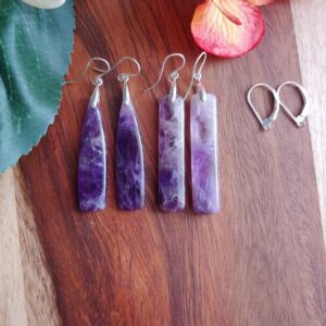 Long amethyst earrings.  Silver amethyst earrings