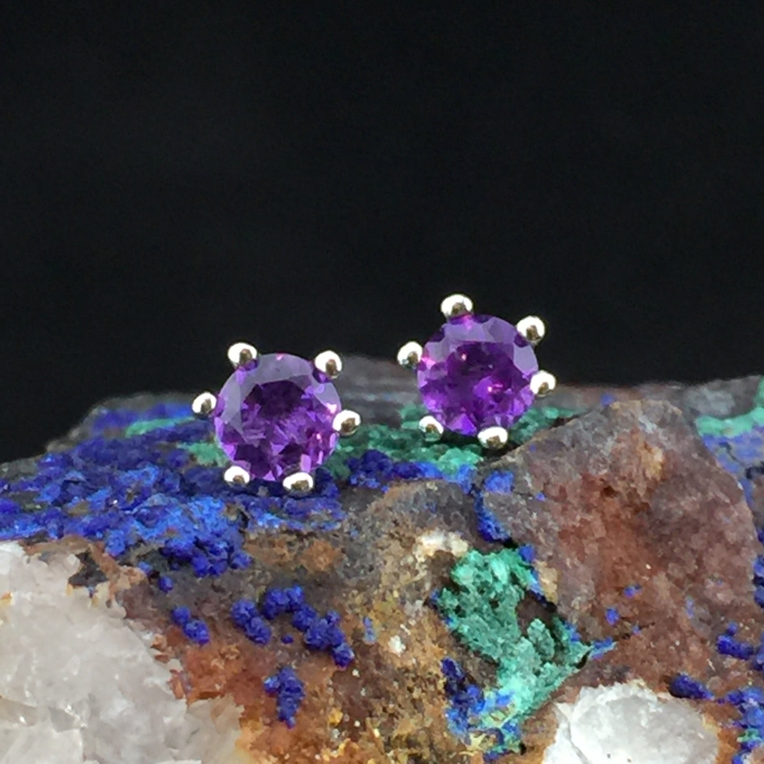 Lovely, Lively! Little (4mm) Amethyst Post/push-back Sterling Earrings Lovely, Lively! Little (4mm) Amethyst Post/push-back Sterling Earrings