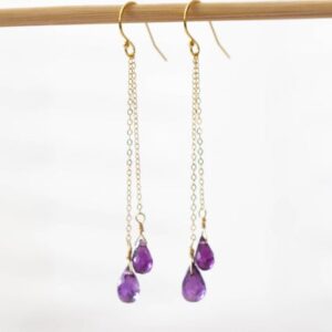 Amethyst Earrings On Rose Gold Filled Or Sterling Silver Earwire