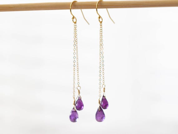 Amethyst Earrings On Rose Gold Filled Or Sterling Silver Earwire Amethyst Earrings On Rose Gold Filled Or Sterling Silver Earwire
