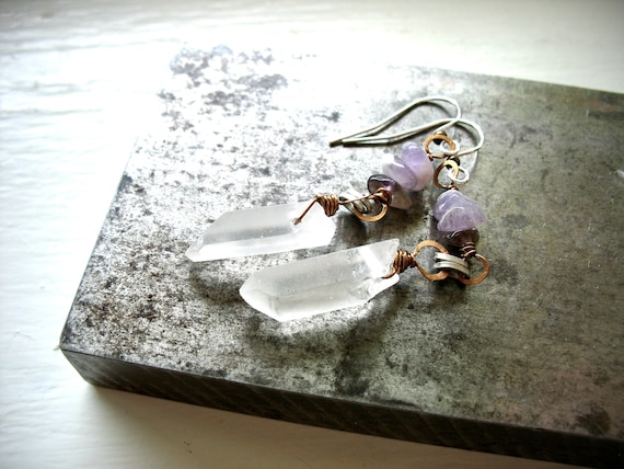 Amethyst Quartz Crystal Point Gemstone Earrings Jewelry Handmade In Usa Amethyst Quartz Crystal Point Gemstone Earrings Jewelry Handmade In Usa