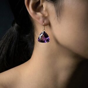 Vermeil Gold Trillion Amethyst Earrings • February Birthstone