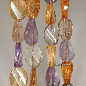 14x10mm Mix Amethyst Quartz Gemstone Faceted Twist Oval Loose Beads 7 inch Half Strand LOT 1,2,6 and 12 (90190988-B39-582)