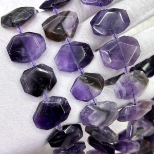 18×23mm Natural Faceted Amethyst Cuboid Nugget Spacer Loose Beads,amethyst Rectangle Beads,slab Amethyst Beads