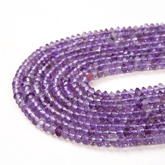 3x2mm Lavender Amethyst Gemstone Grade Aa Bicone Faceted Rondelle Saucer Loose Beads Bulk Lot 1,2,6,12 And 50 (p2)