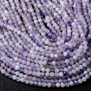 4-5MM Natural Lavender Amethyst Gemstone Grade AA Micro Faceted Round Beads 15 inch Full Strand BULK LOT 1,2,6,12 and 50 (80009439-P33)