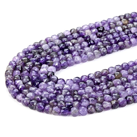 4mm Amethyst Gemstone Grade A Micro Faceted Square Cube Loose Beads Bulk Lot 1,2,6,12 And 50 (p23)