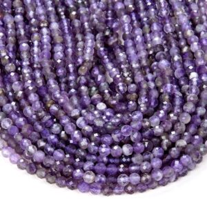 4MM Natural Amethyst Gemstone Grade AA Micro Faceted Round Beads 15.5 inch Full Strand BULK LOT 1,2,6,12 and 50 (80009429-P32)